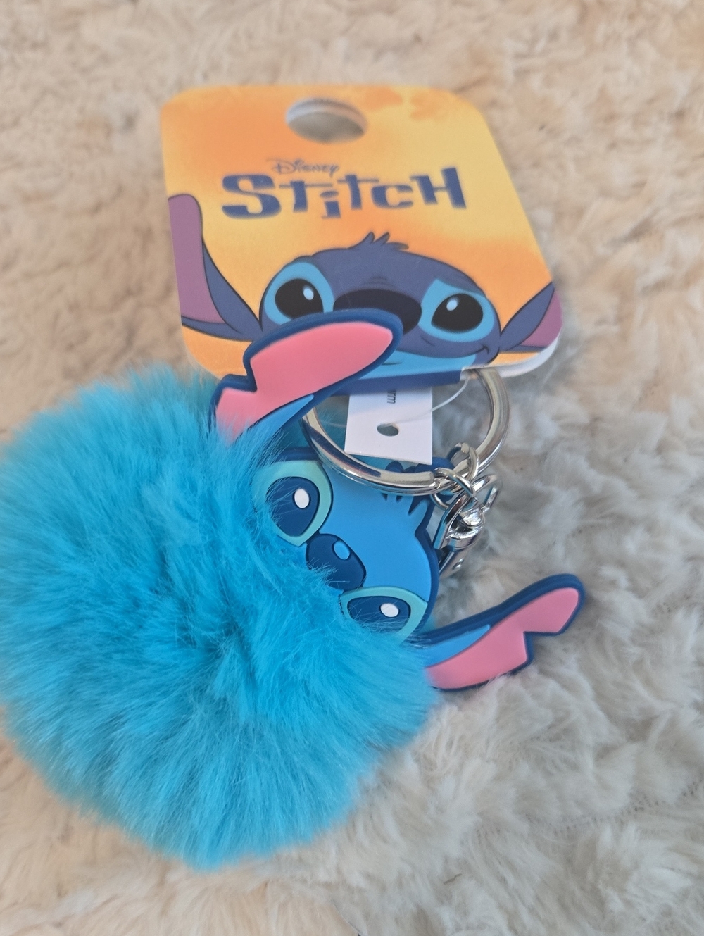 Disney Blue Stitch Pom Pom Keyring